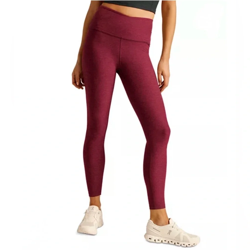 Beyond Yoga Spacedye High Waisted Midi Leggings in cranberry heather - Picture 3 of 9